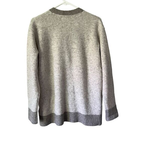 ATHLETA Westlake Cardigan Sweater size Small Petite Merino Wool Bland Cream Gray - Picture 5 of 12